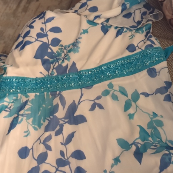 Blue l, Aqua and White Dress - Picture 2 of 3
